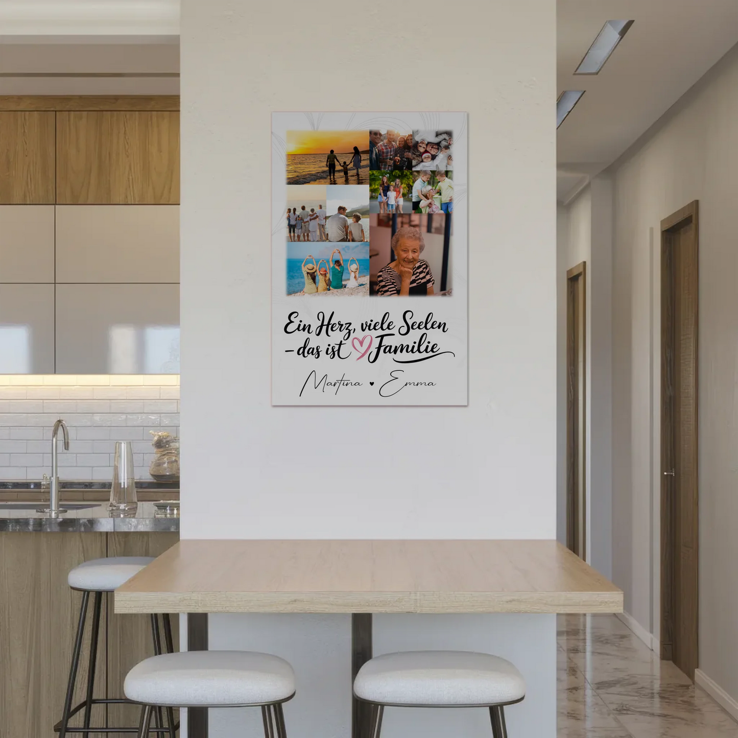 Familienbild Personalisiert Fotoboard mit 9 Fotos Ein Herz viele Seelen personalisiertes Geschenk