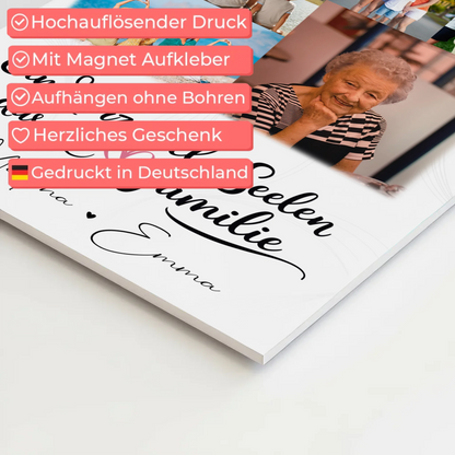 Familienbild Personalisiert Fotoboard mit 9 Fotos Ein Herz viele Seelen personalisiertes Geschenk