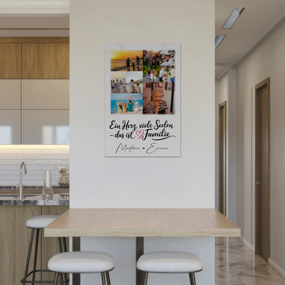 Familienbild Personalisiert Fotoboard mit 9 Fotos Ein Herz viele Seelen personalisiertes Geschenk