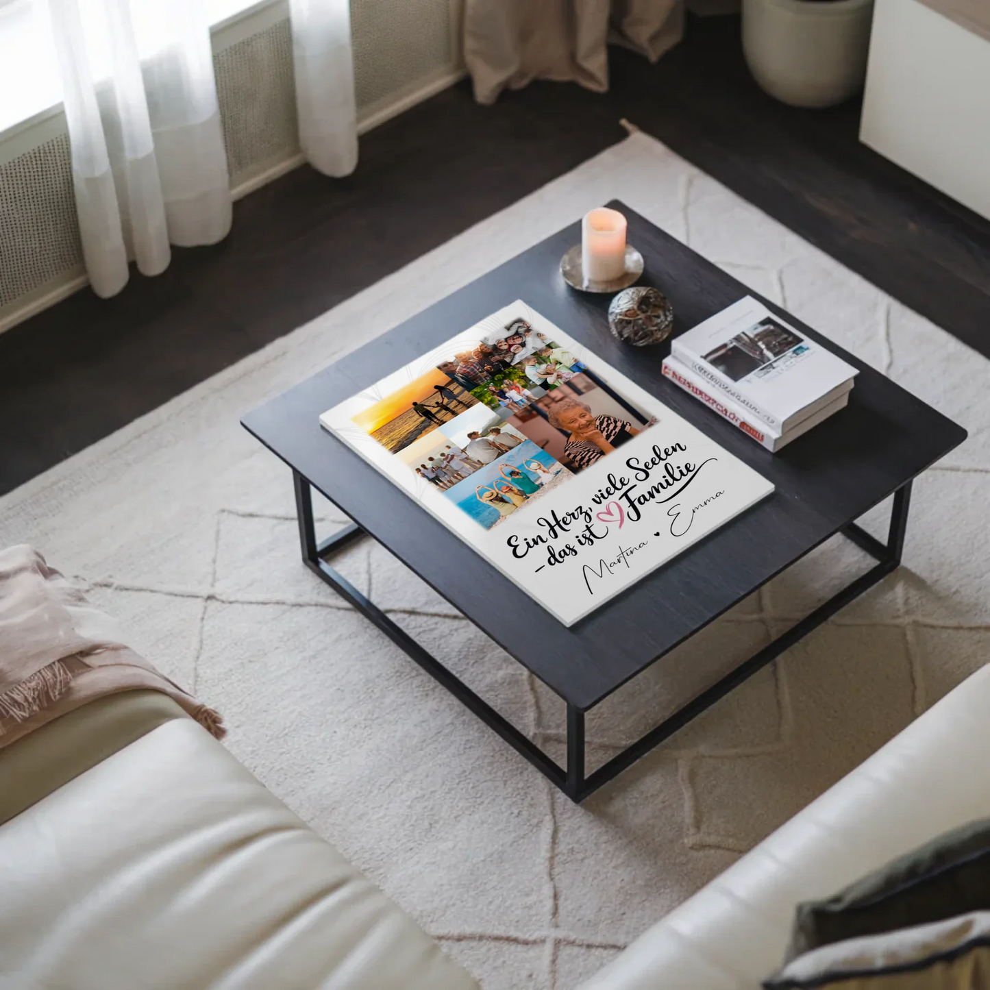 Familienbild Personalisiert Fotoboard mit 9 Fotos Ein Herz viele Seelen personalisiertes Geschenk