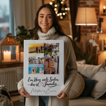 Familienbild Personalisiert Leinwand mit 9 Fotos Ein Herz viele Seelen personalisiertes Geschenk 2