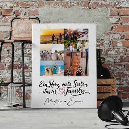 Familienbild Personalisiert Leinwand mit 9 Fotos Ein Herz viele Seelen personalisiertes Geschenk 4