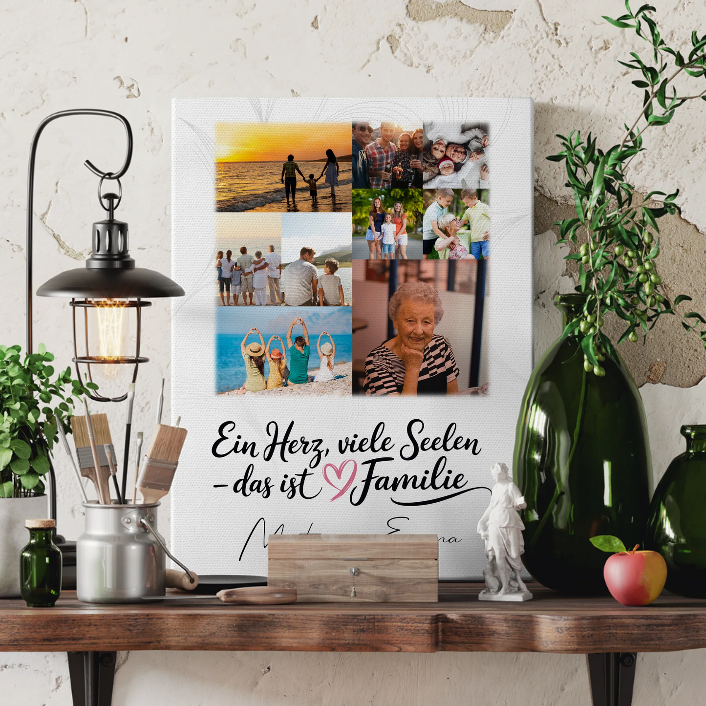Familienbild Personalisiert Leinwand mit 9 Fotos Ein Herz viele Seelen personalisiertes Geschenk 3