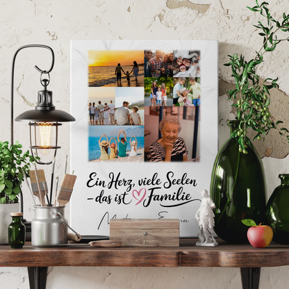 Familienbild Personalisiert Leinwand mit 9 Fotos Ein Herz viele Seelen personalisiertes Geschenk 3