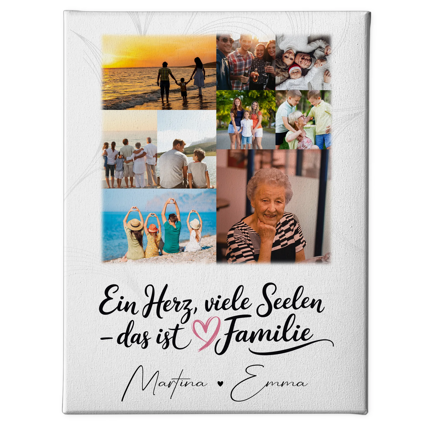 Familienbild Personalisiert Leinwand mit 9 Fotos Ein Herz viele Seelen personalisiertes Geschenk 1