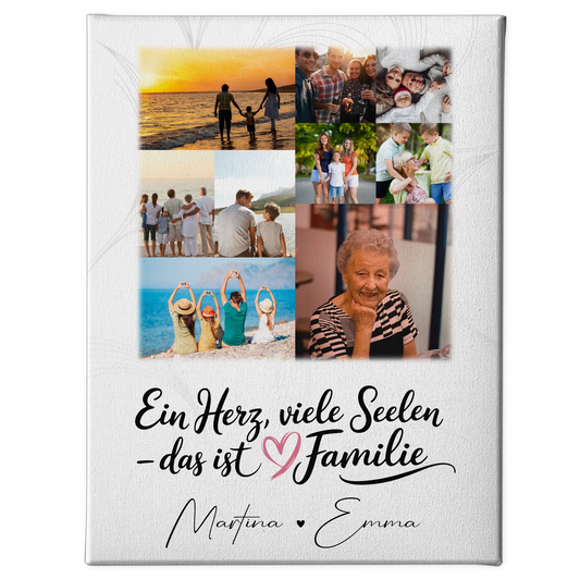 Familienbild Personalisiert Leinwand mit 9 Fotos Ein Herz viele Seelen personalisiertes Geschenk 1