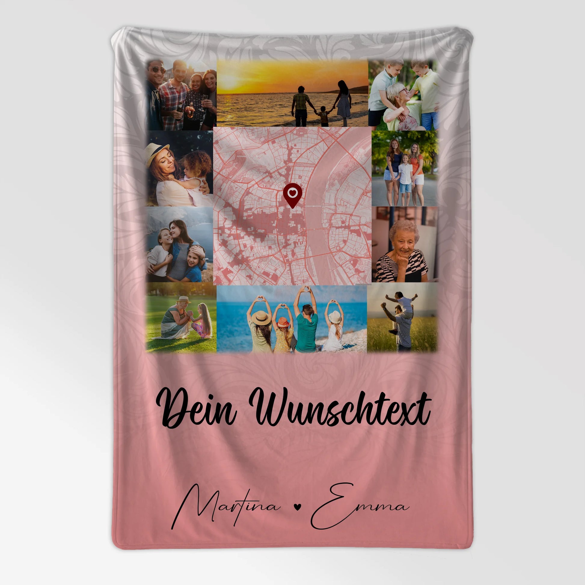 Kuscheldecke Mit Namen Und Motiv 10 Fotos Karte in der Mitte Wunschtext Together personalisiertes Geschenk 7