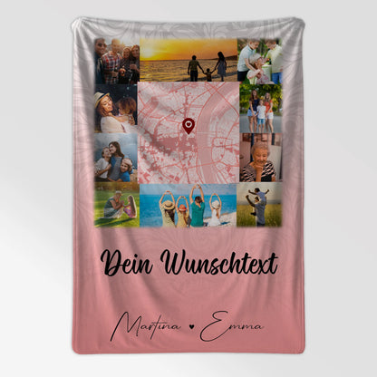 Kuscheldecke Mit Namen Und Motiv 10 Fotos Karte in der Mitte Wunschtext Together personalisiertes Geschenk 7