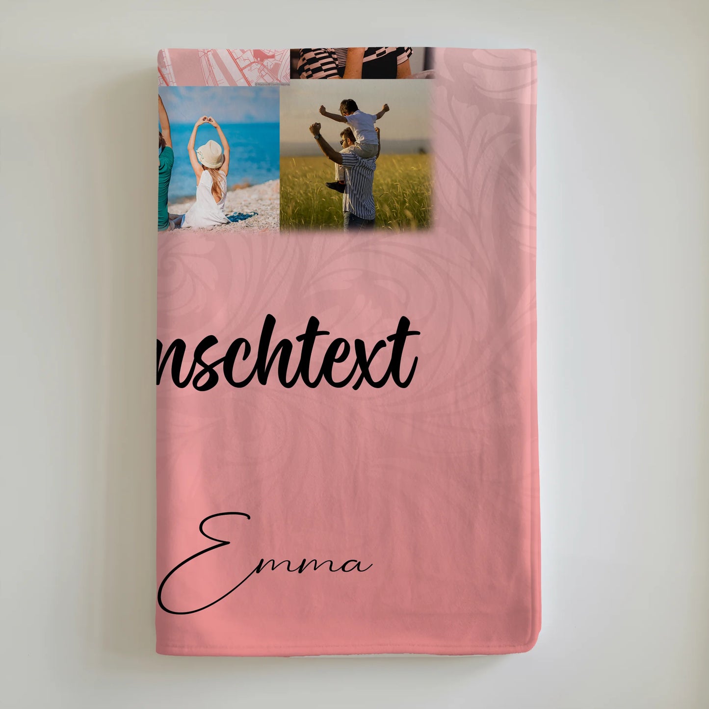 Kuscheldecke Mit Namen Und Motiv 10 Fotos Karte in der Mitte Wunschtext Together personalisiertes Geschenk 6