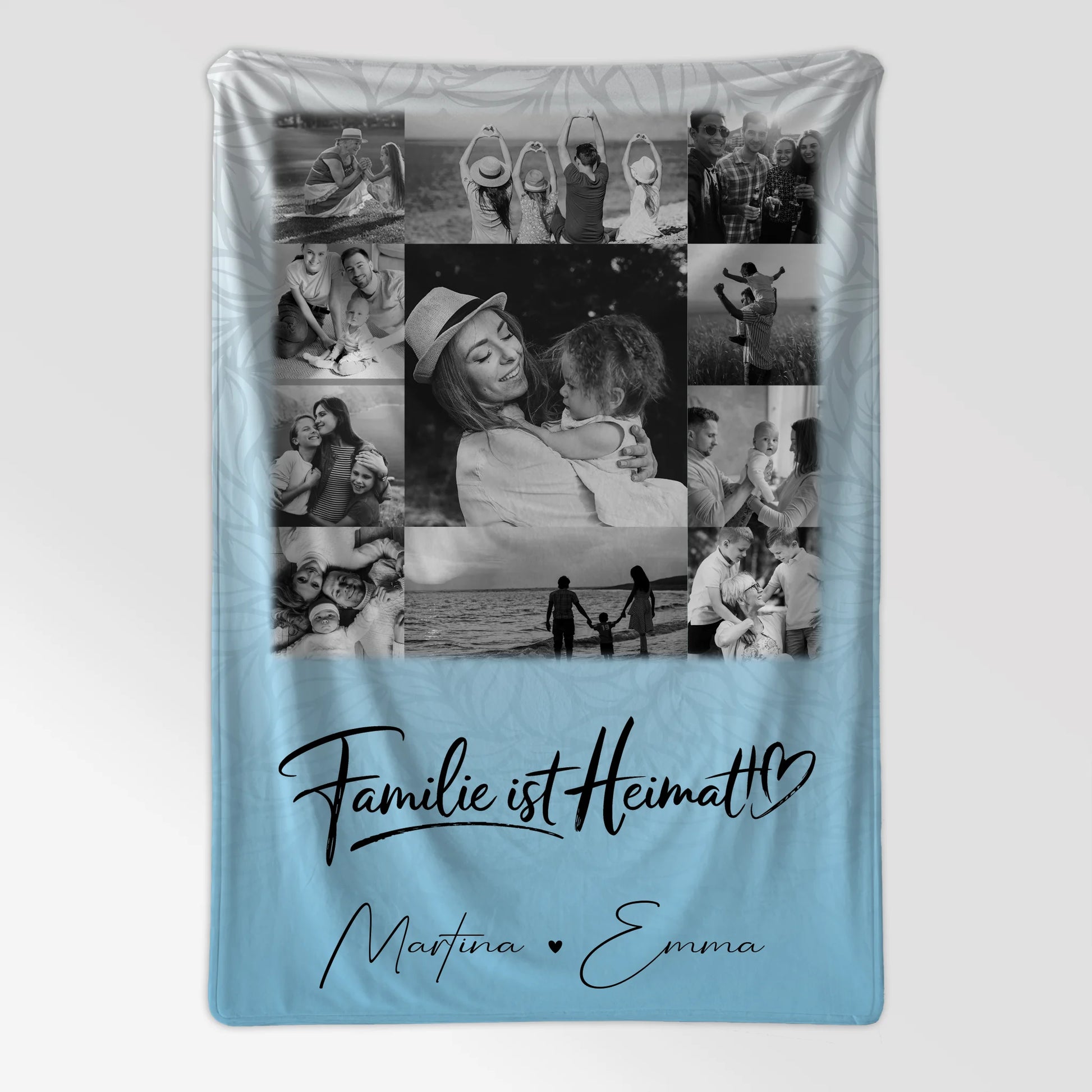Personalisierte Namensdecke mit 11 Fotos Familie Ist Heimat Geschenk für Zuhause 7