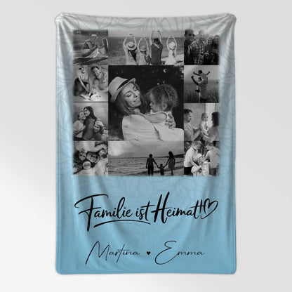 Personalisierte Namensdecke mit 11 Fotos Familie Ist Heimat Geschenk für Zuhause 7