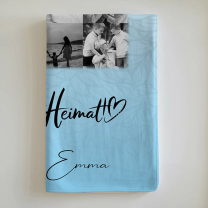 Personalisierte Namensdecke mit 11 Fotos Familie Ist Heimat Geschenk für Zuhause 6