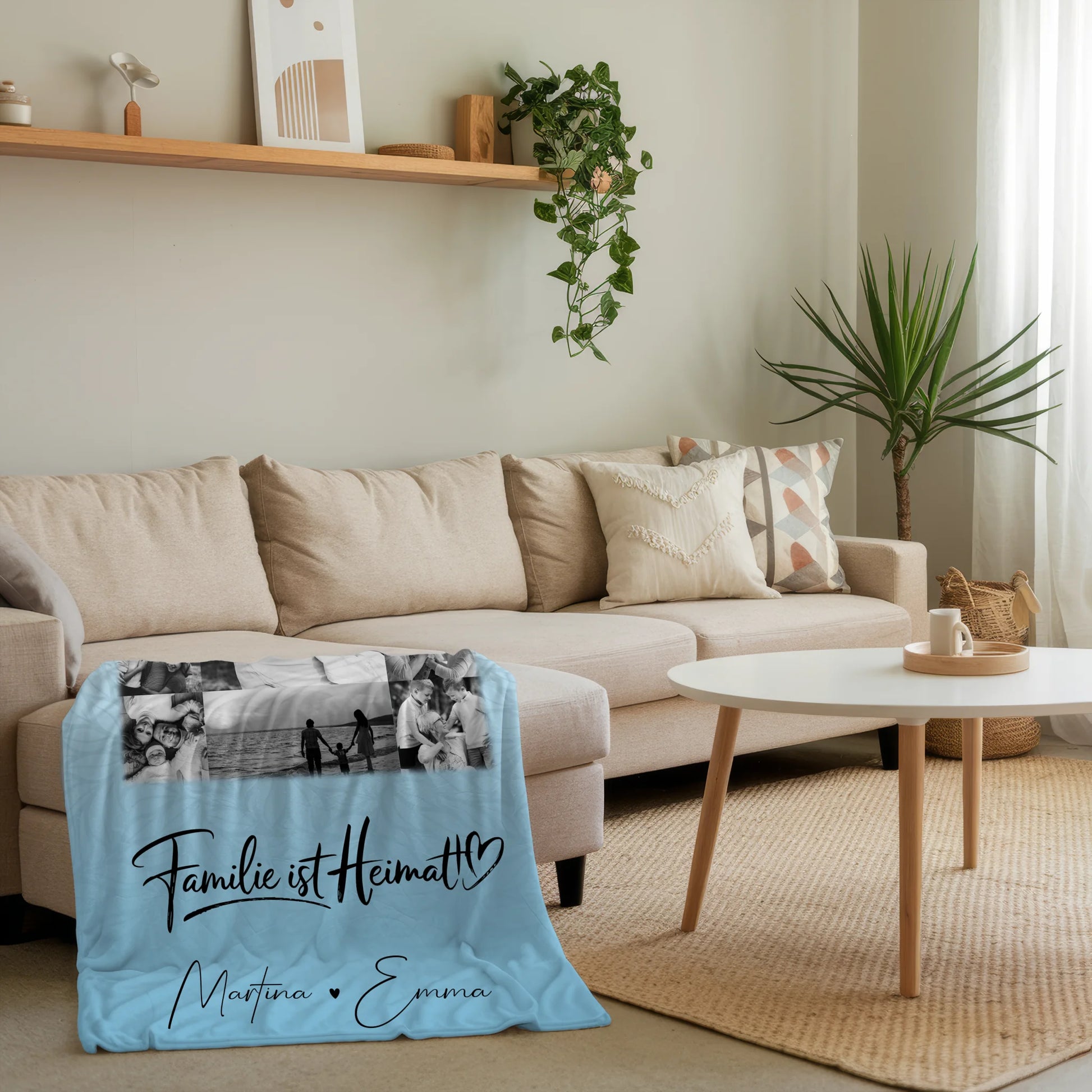 Personalisierte Namensdecke mit 11 Fotos Familie Ist Heimat Geschenk für Zuhause 4