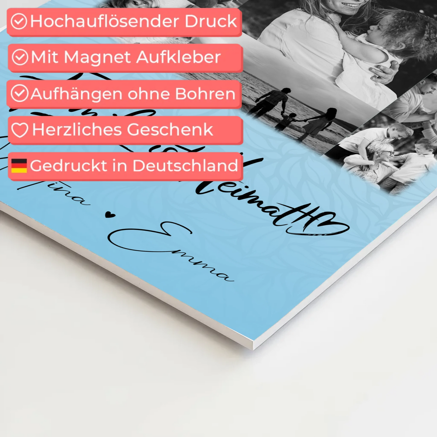 Familienbild Personalisiert Fotoboard mit 11 Fotos Familie Ist Heimat Geschenkidee für Zuhause 4