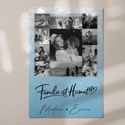 Familienbild Personalisiert Fotoboard mit 11 Fotos Familie Ist Heimat Geschenkidee für Zuhause