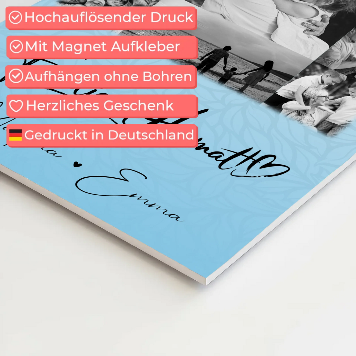 Familienbild Personalisiert Fotoboard mit 11 Fotos Familie Ist Heimat Geschenkidee für Zuhause