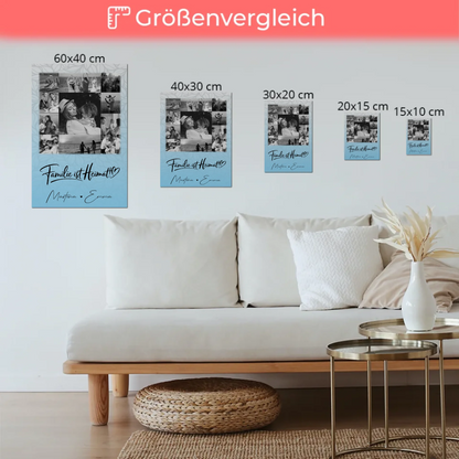 Familienbild Personalisiert Fotoboard mit 11 Fotos Familie Ist Heimat Geschenkidee für Zuhause