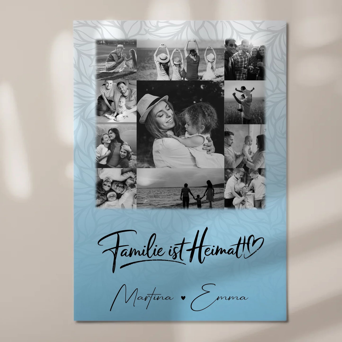 Familienbild Personalisiert Fotoboard mit 11 Fotos Familie Ist Heimat Geschenkidee für Zuhause