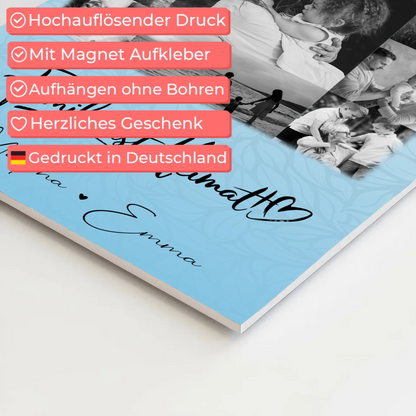 Familienbild Personalisiert Fotoboard mit 11 Fotos Familie Ist Heimat Geschenkidee für Zuhause