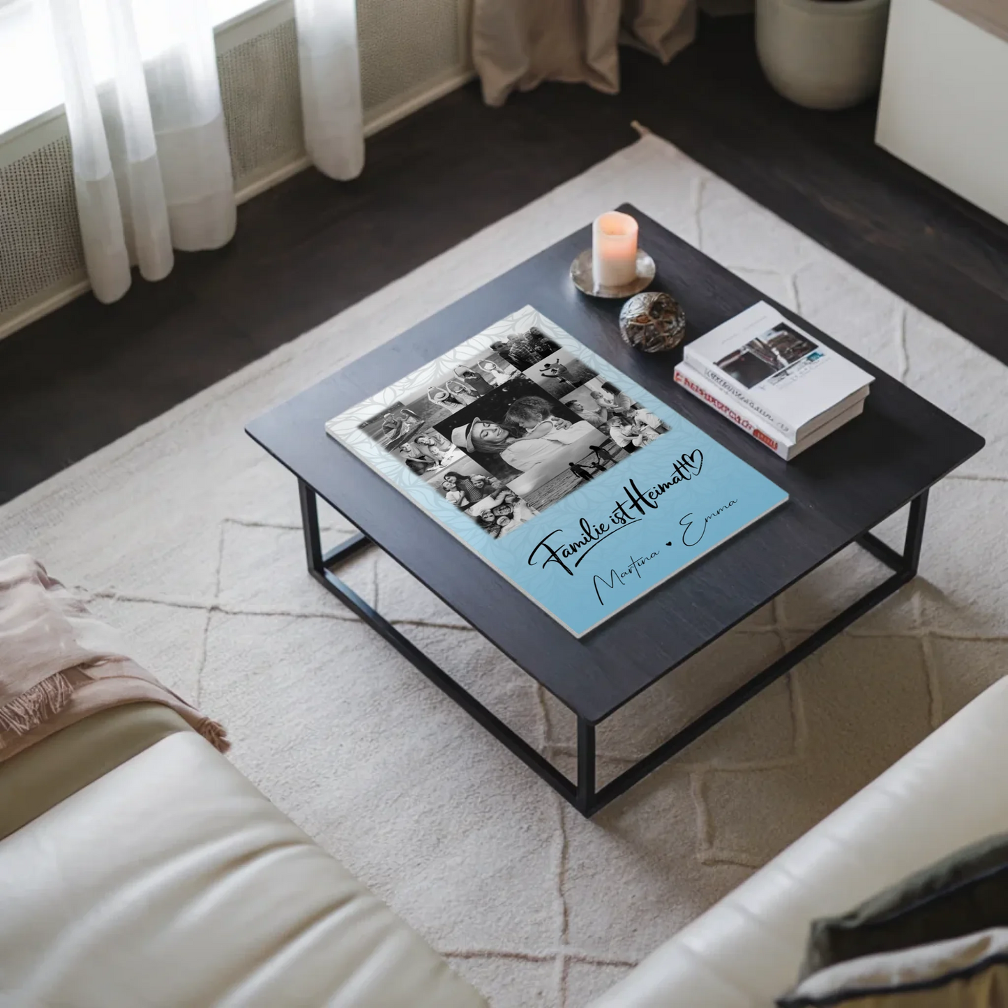 Familienbild Personalisiert Fotoboard mit 11 Fotos Familie Ist Heimat Geschenkidee für Zuhause