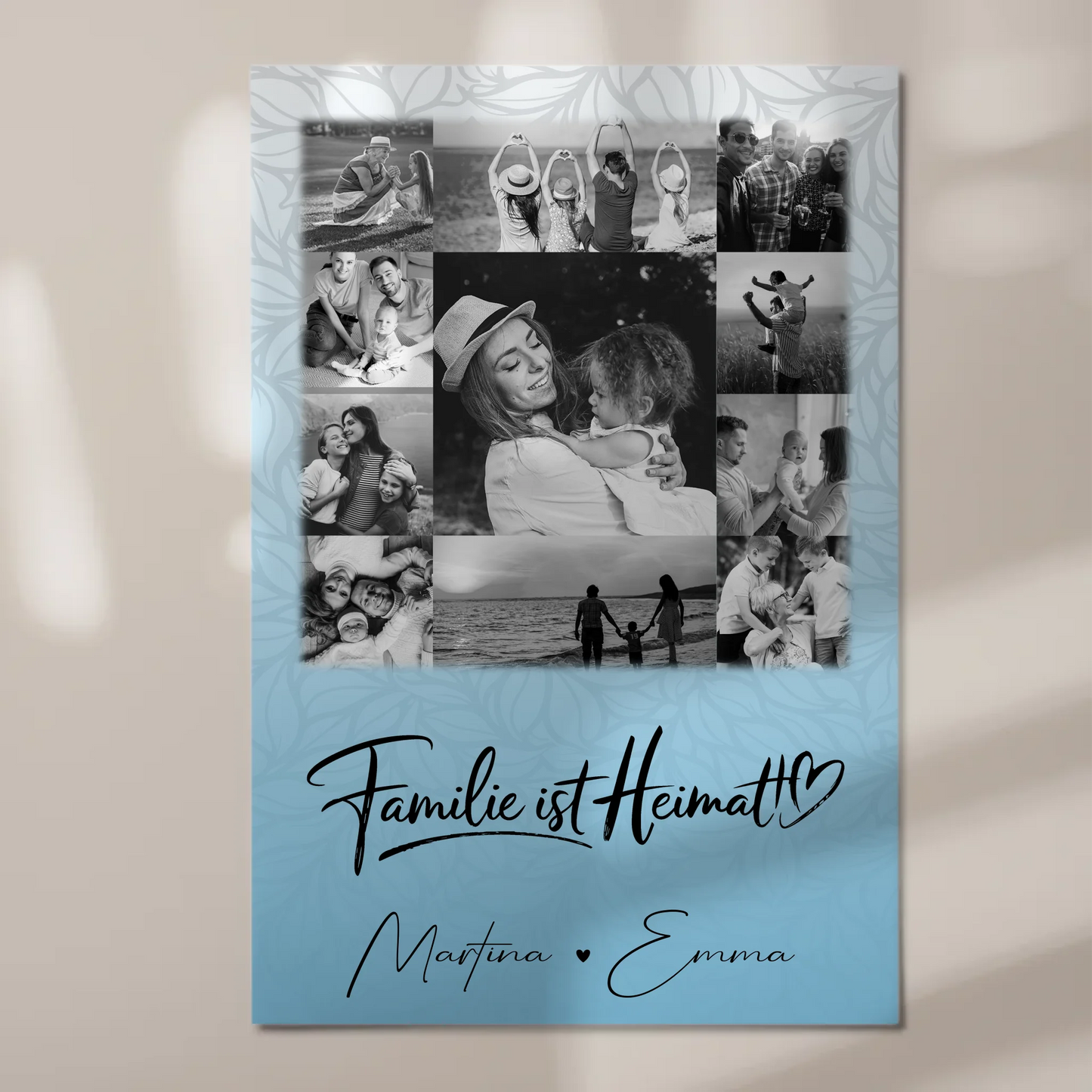 Familienbild Personalisiert Fotoboard mit 11 Fotos Familie Ist Heimat Geschenkidee für Zuhause