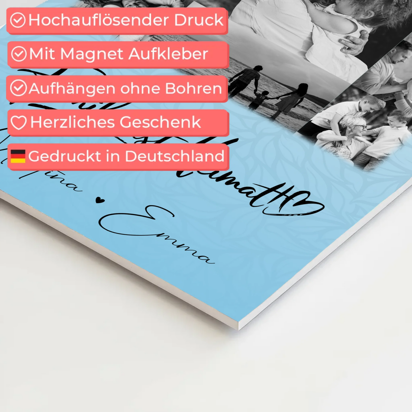 Familienbild Personalisiert Fotoboard mit 11 Fotos Familie Ist Heimat Geschenkidee für Zuhause