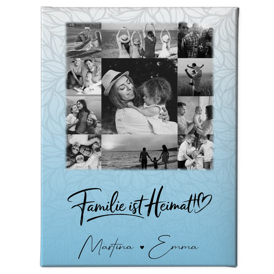 Familien Leinwand Personalisiert mit 11 Fotos Familie Ist Heimat Individuelles Geschenk 1
