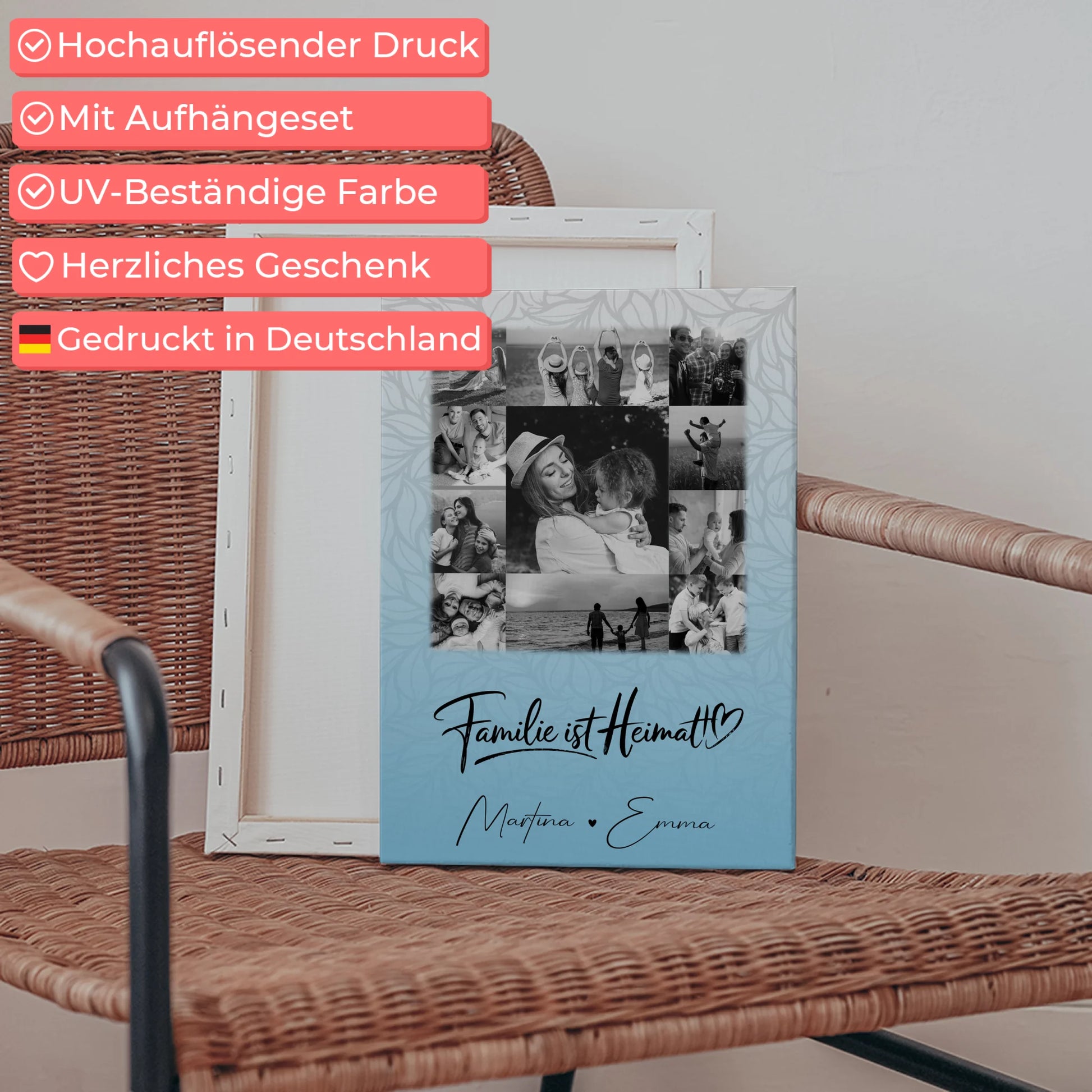 Familien Leinwand Personalisiert mit 11 Fotos Familie Ist Heimat Individuelles Geschenk 5