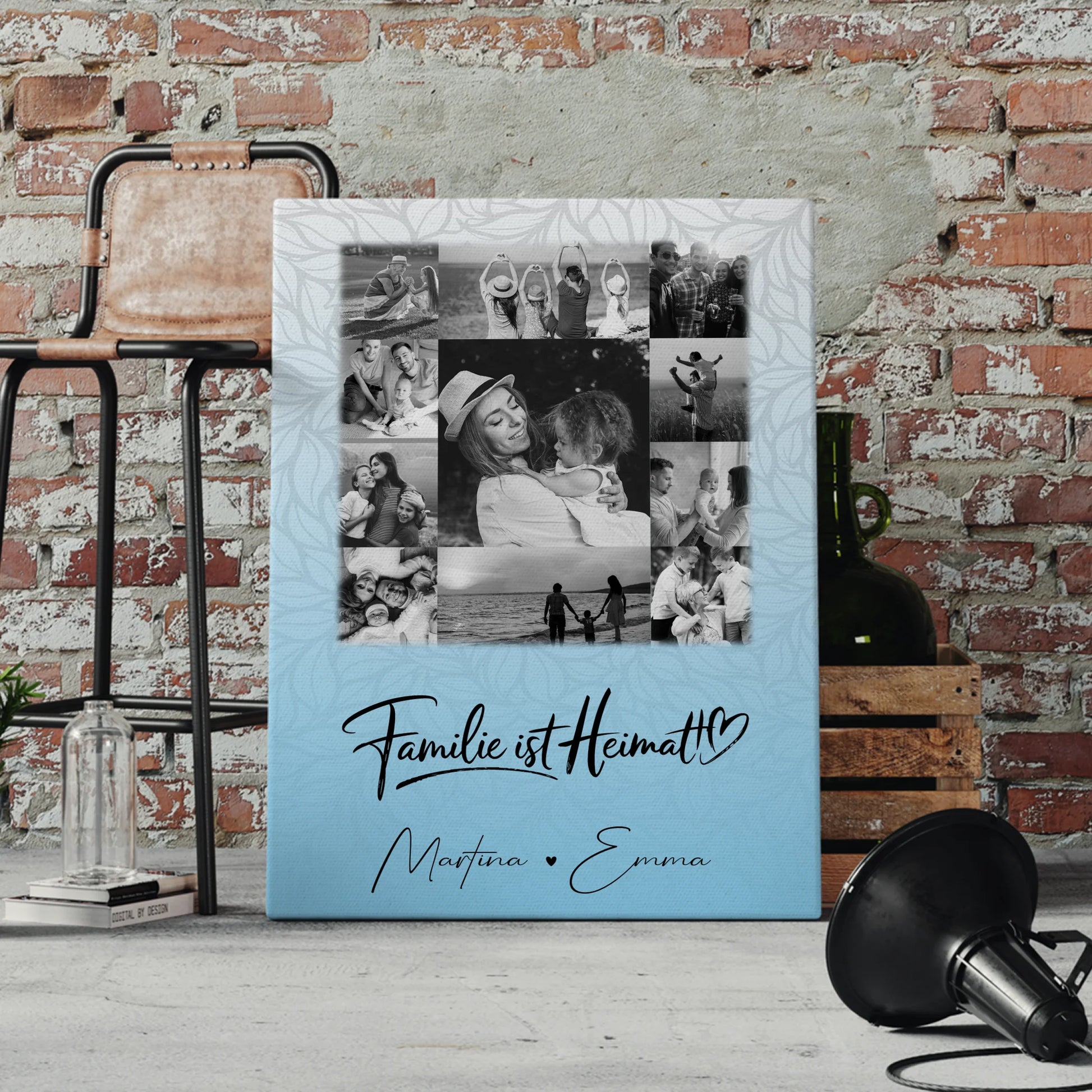Familien Leinwand Personalisiert mit 11 Fotos Familie Ist Heimat Individuelles Geschenk 4