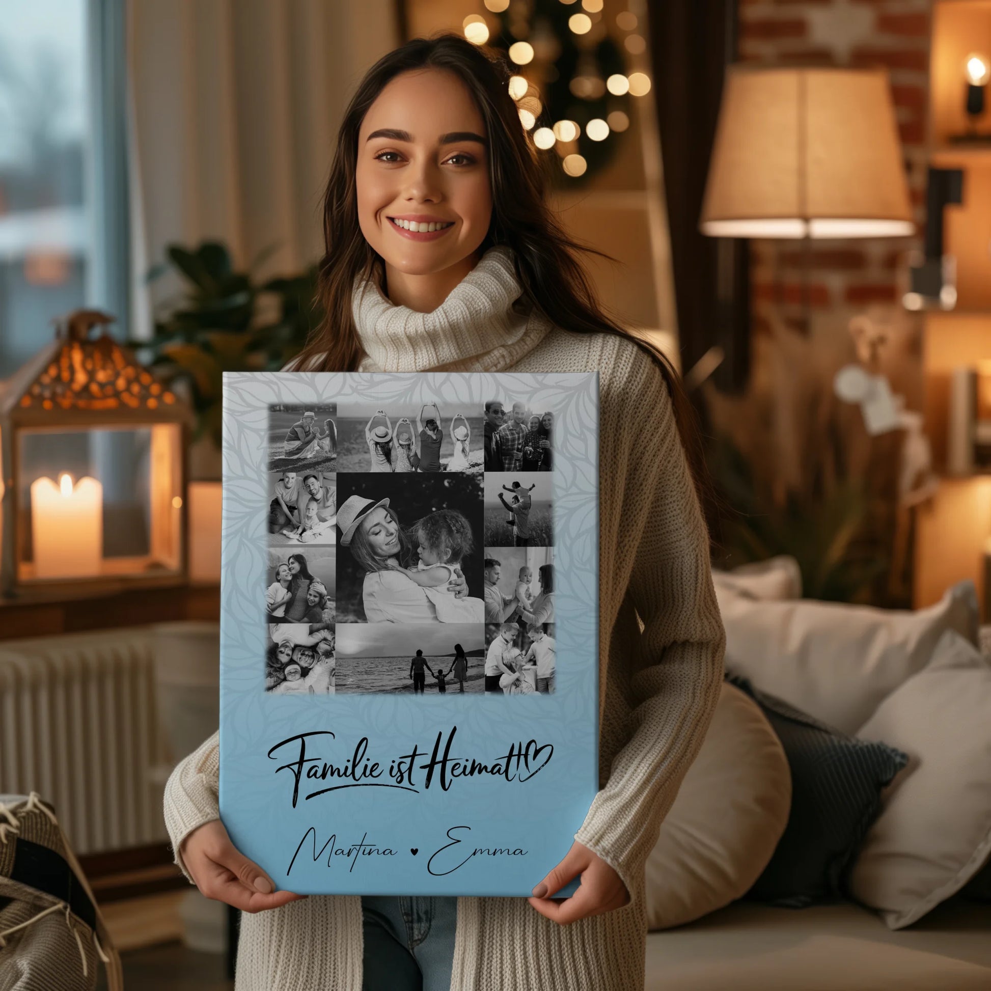 Familien Leinwand Personalisiert mit 11 Fotos Familie Ist Heimat Individuelles Geschenk 2