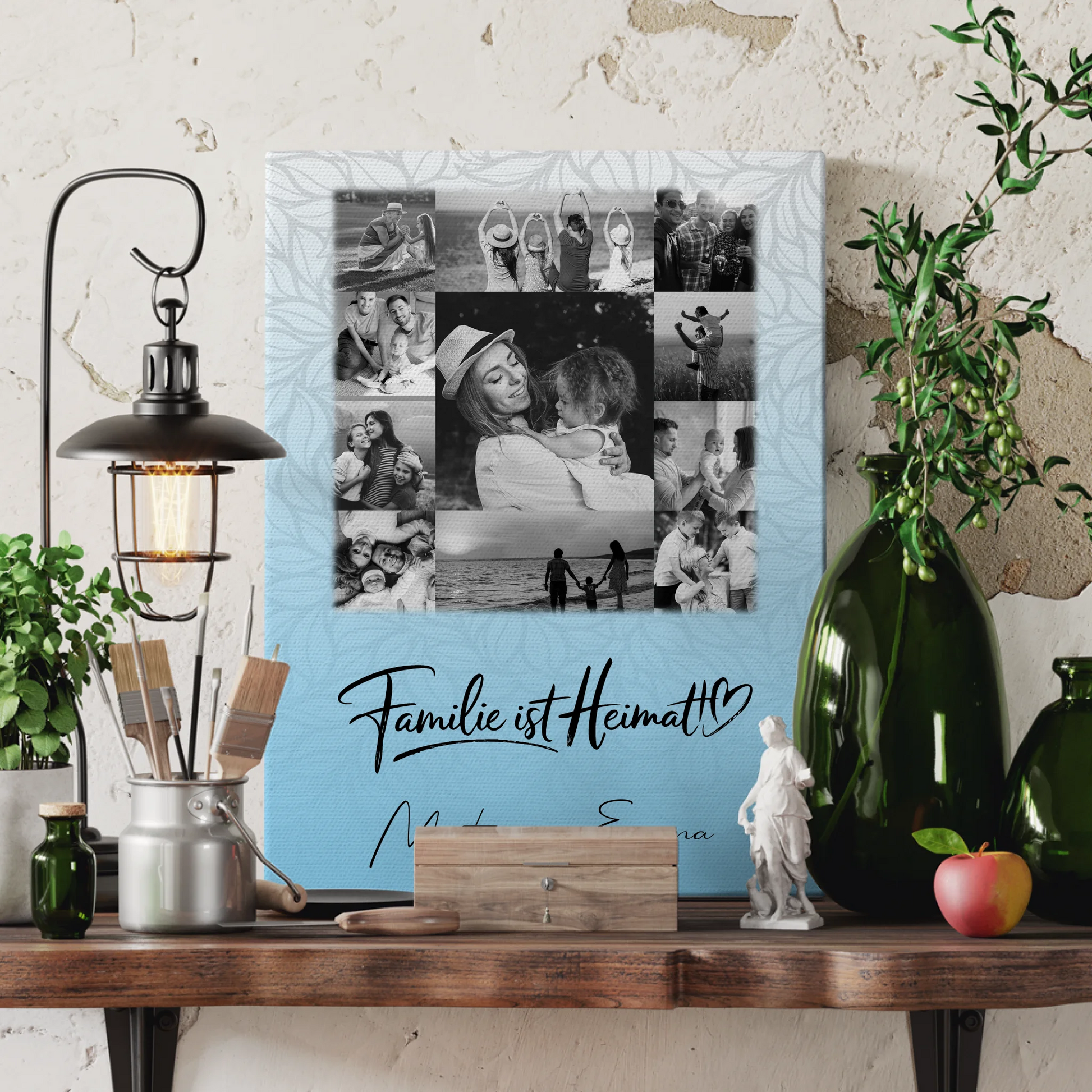 Familien Leinwand Personalisiert mit 11 Fotos Familie Ist Heimat Individuelles Geschenk 3