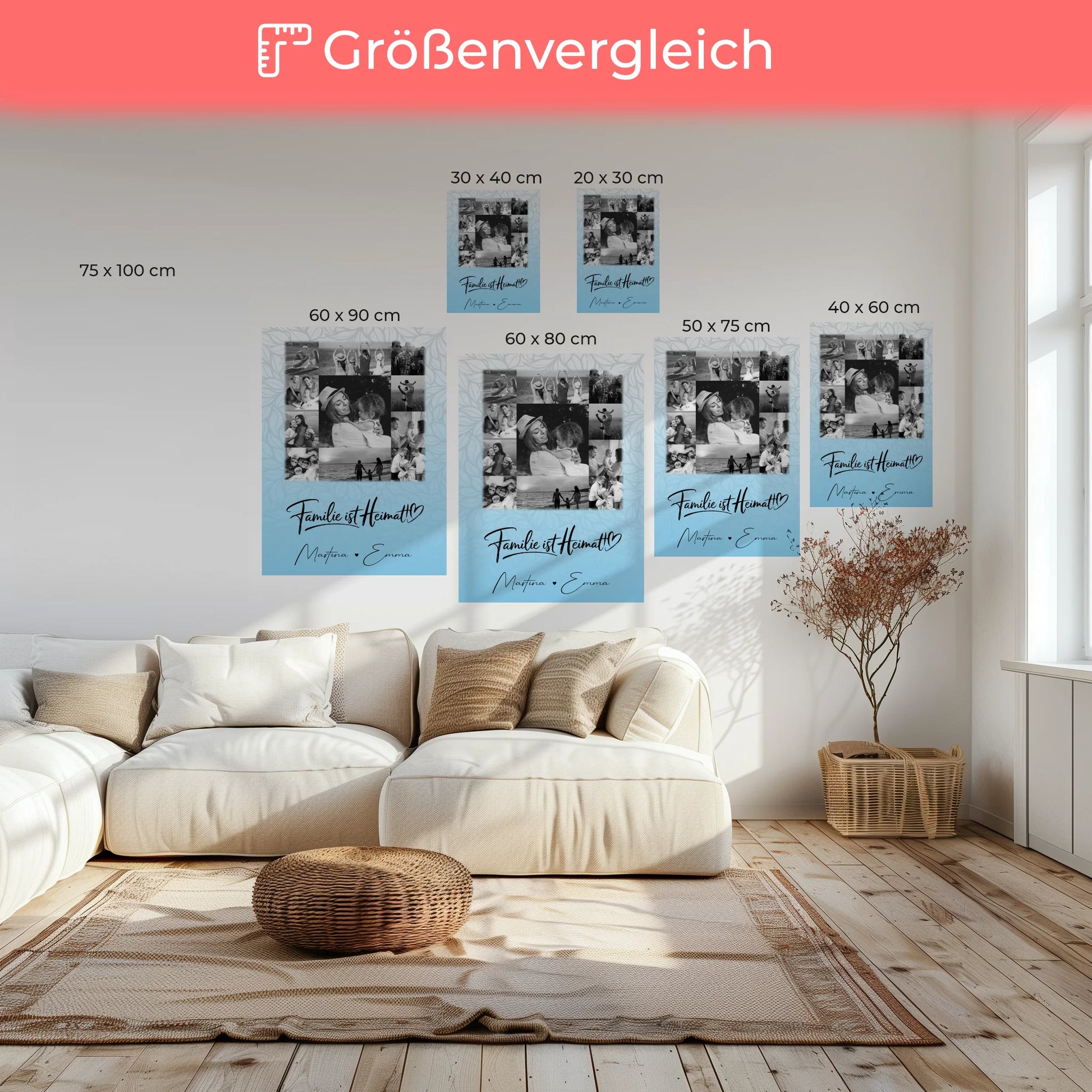 Familien Leinwand Personalisiert mit 11 Fotos Familie Ist Heimat Individuelles Geschenk 6