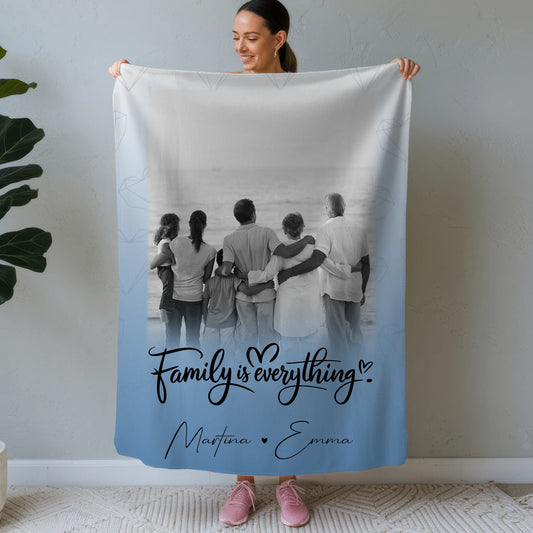 Decke Mit Namen 1 Foto Family Is Everything Personalisiertes Geschenk für Familie 1
