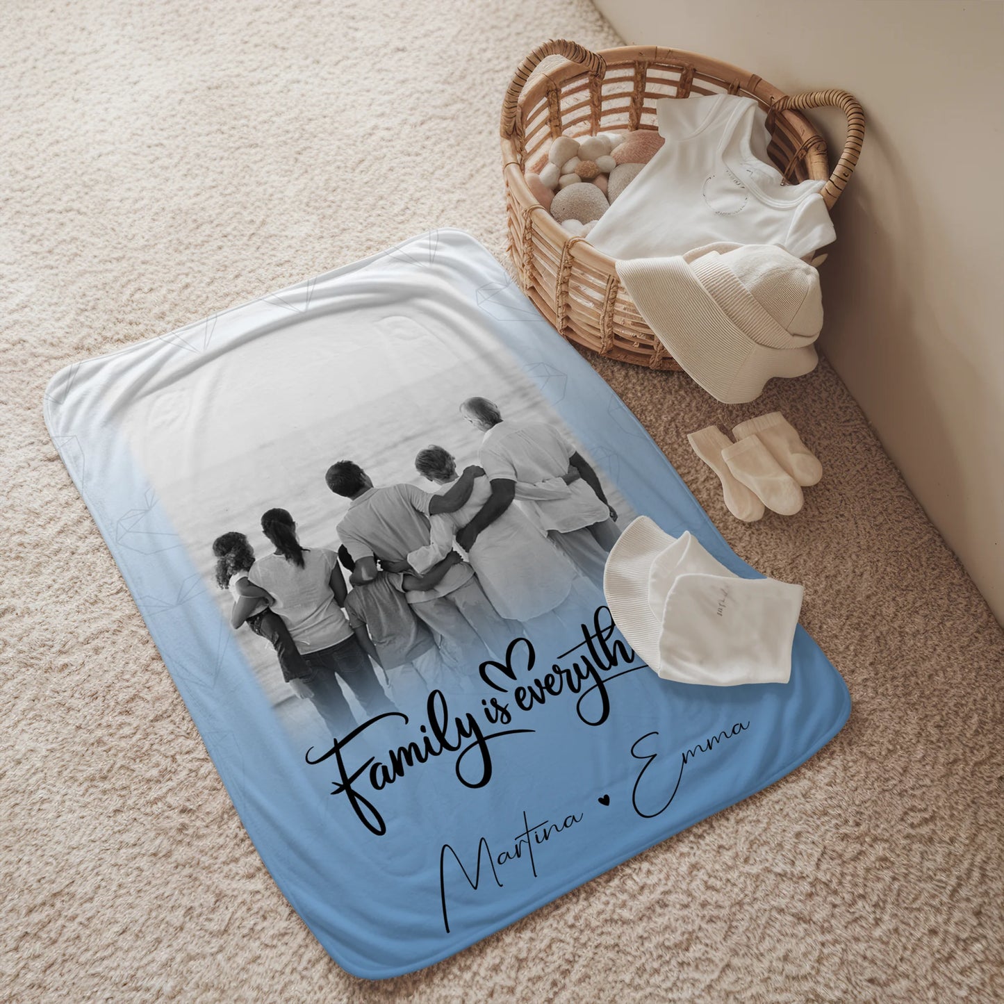 Decke Mit Namen 1 Foto Family Is Everything Personalisiertes Geschenk für Familie 2