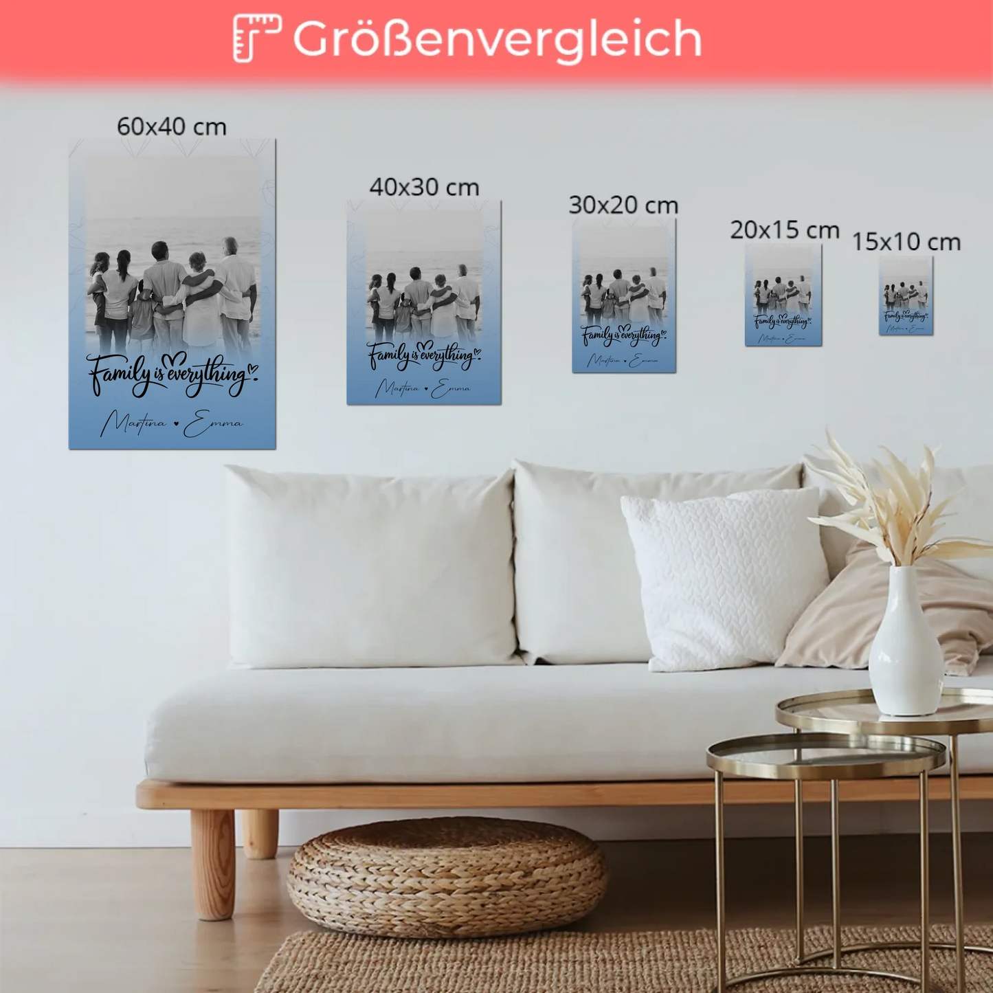 Wandbild Familie Personalisiert mit 1 Foto Family Is Everything Geschenk