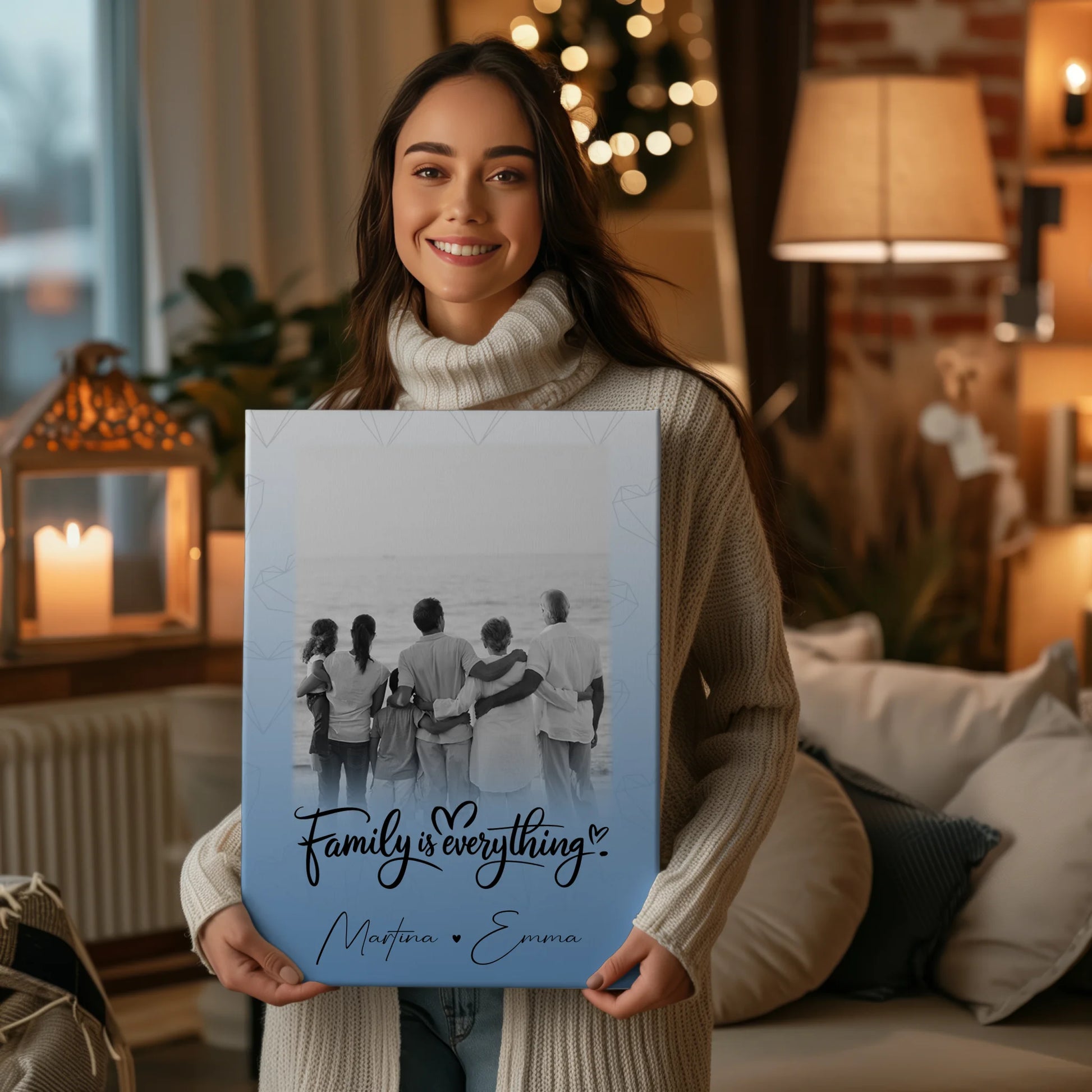 Leinwand Wandbild Familie Personalisiert mit 1 Foto Family Is Everything Geschenk 2