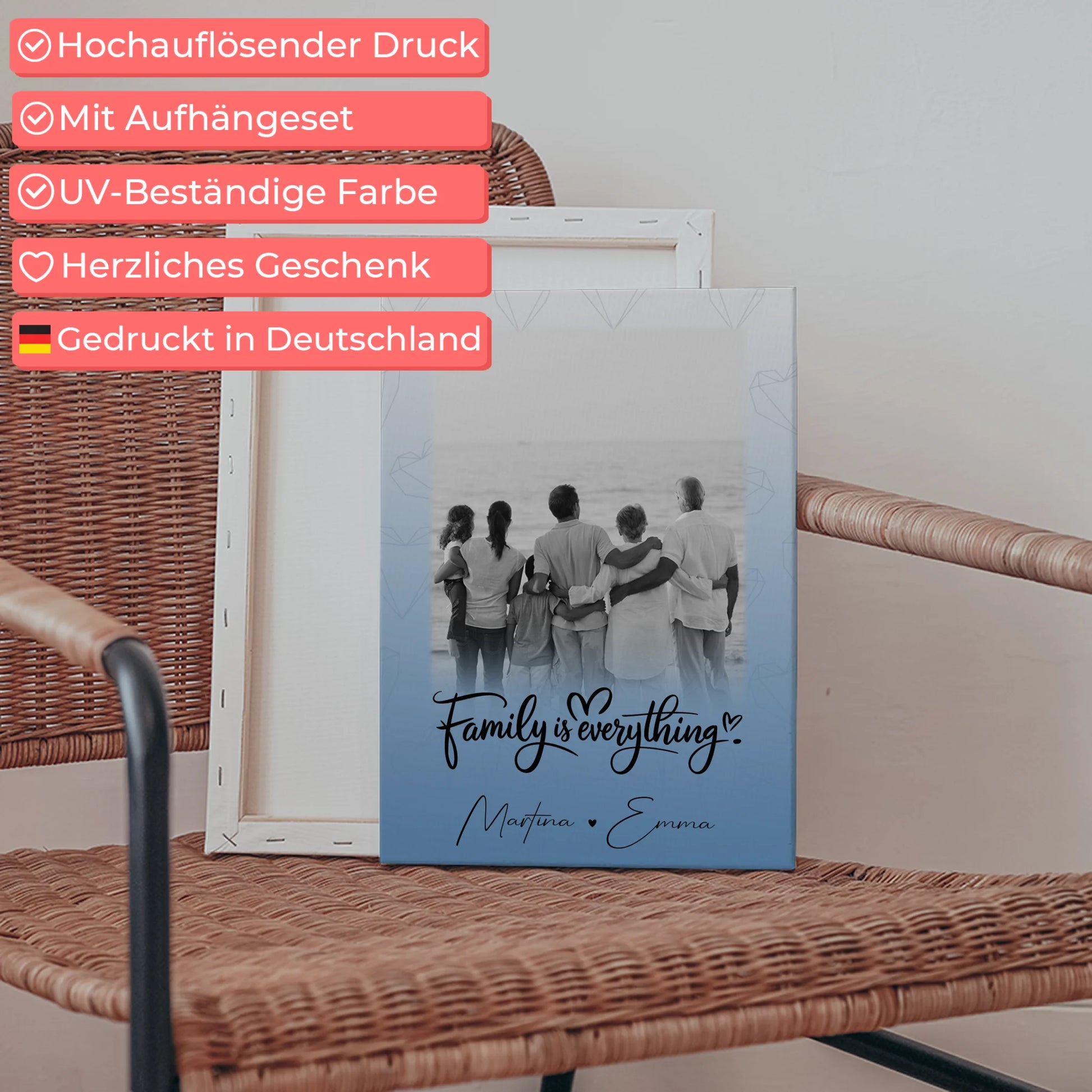 Leinwand Wandbild Familie Personalisiert mit 1 Foto Family Is Everything Geschenk 5