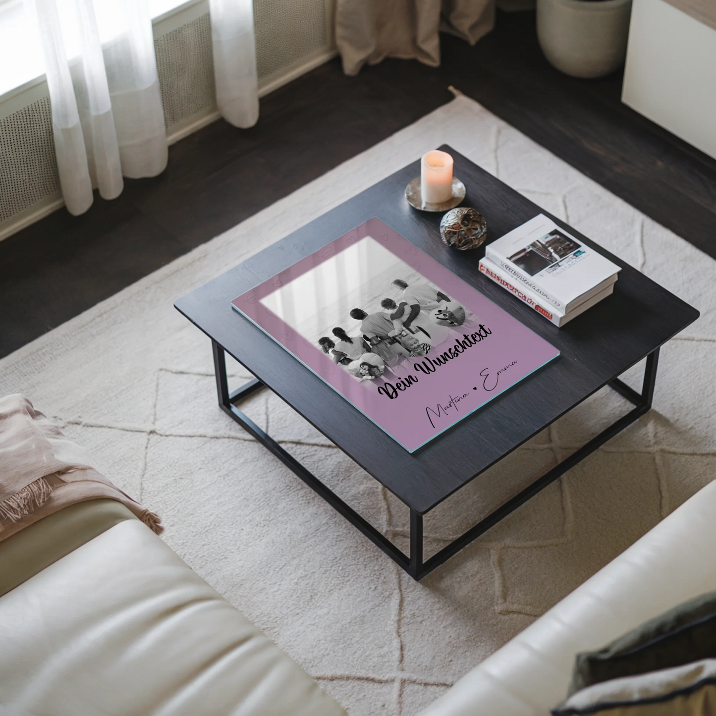 Familienbild Personalisiert mit 1 Foto 3 Herzfotos Wunschtext Family Is Everything