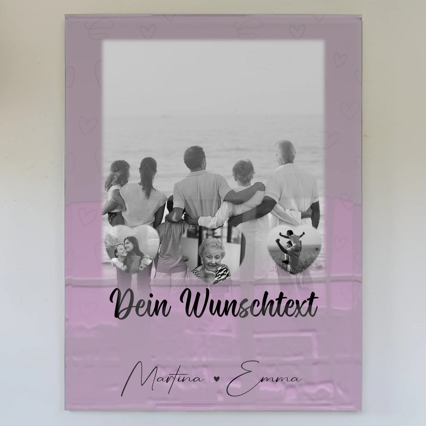 Familienbild Personalisiert mit 1 Foto 3 Herzfotos Wunschtext Family Is Everything