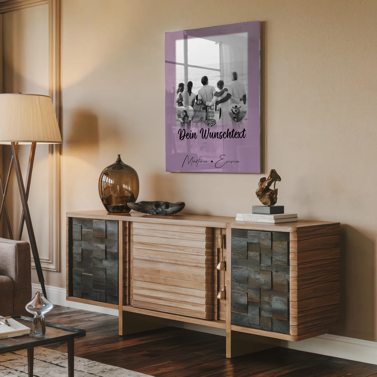 Familienbild Personalisiert mit 1 Foto 3 Herzfotos Wunschtext Family Is Everything