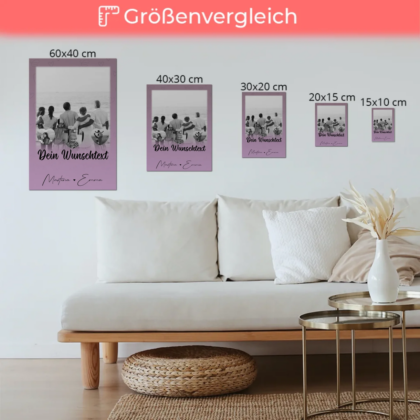 Familienbild Personalisiert Fotoboard mit 1 Foto 3 Herz Fotos Wunschtext Family Is Everything