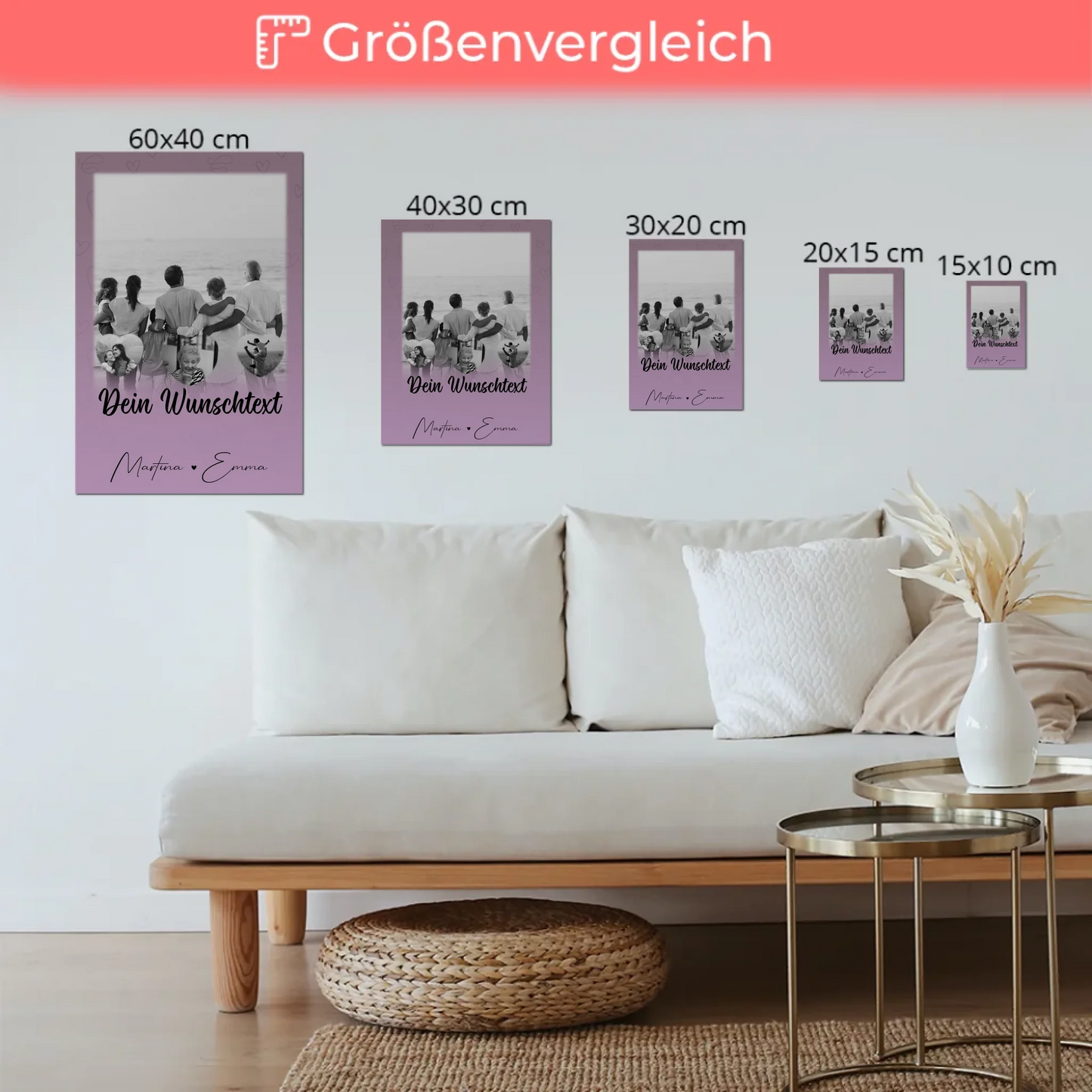 Familienbild Personalisiert Fotoboard mit 1 Foto 3 Herz Fotos Wunschtext Family Is Everything