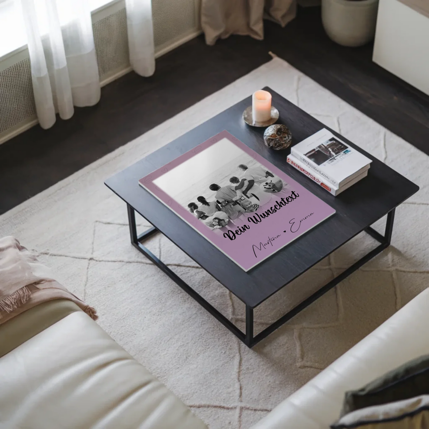 Familienbild Personalisiert Fotoboard mit 1 Foto 3 Herz Fotos Wunschtext Family Is Everything