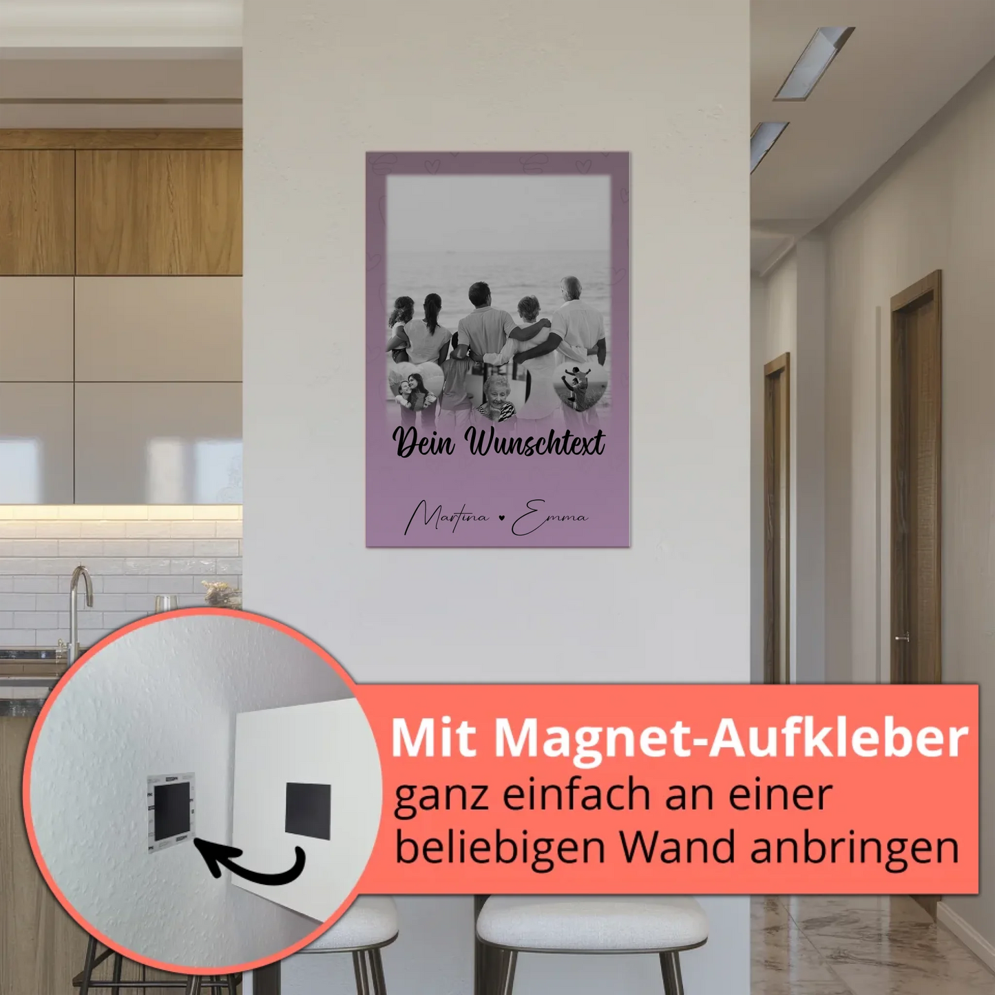 Familienbild Personalisiert Fotoboard mit 1 Foto 3 Herz Fotos Wunschtext Family Is Everything