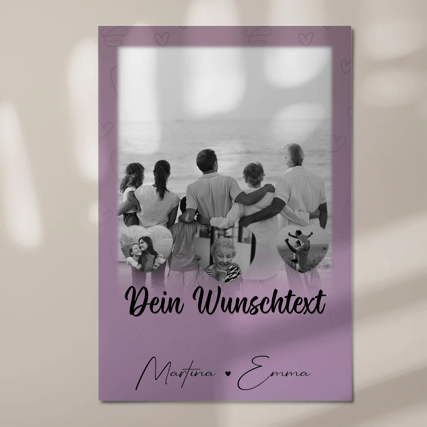 Familienbild Personalisiert Fotoboard mit 1 Foto 3 Herz Fotos Wunschtext Family Is Everything