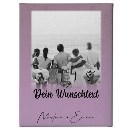 Personalisierte Leinwand Mit Spruch 1 Foto und 3 Herz Fotos Wunschtext Family Is Everything 1