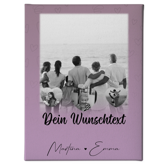 Personalisierte Leinwand Mit Spruch 1 Foto und 3 Herz Fotos Wunschtext Family Is Everything 1