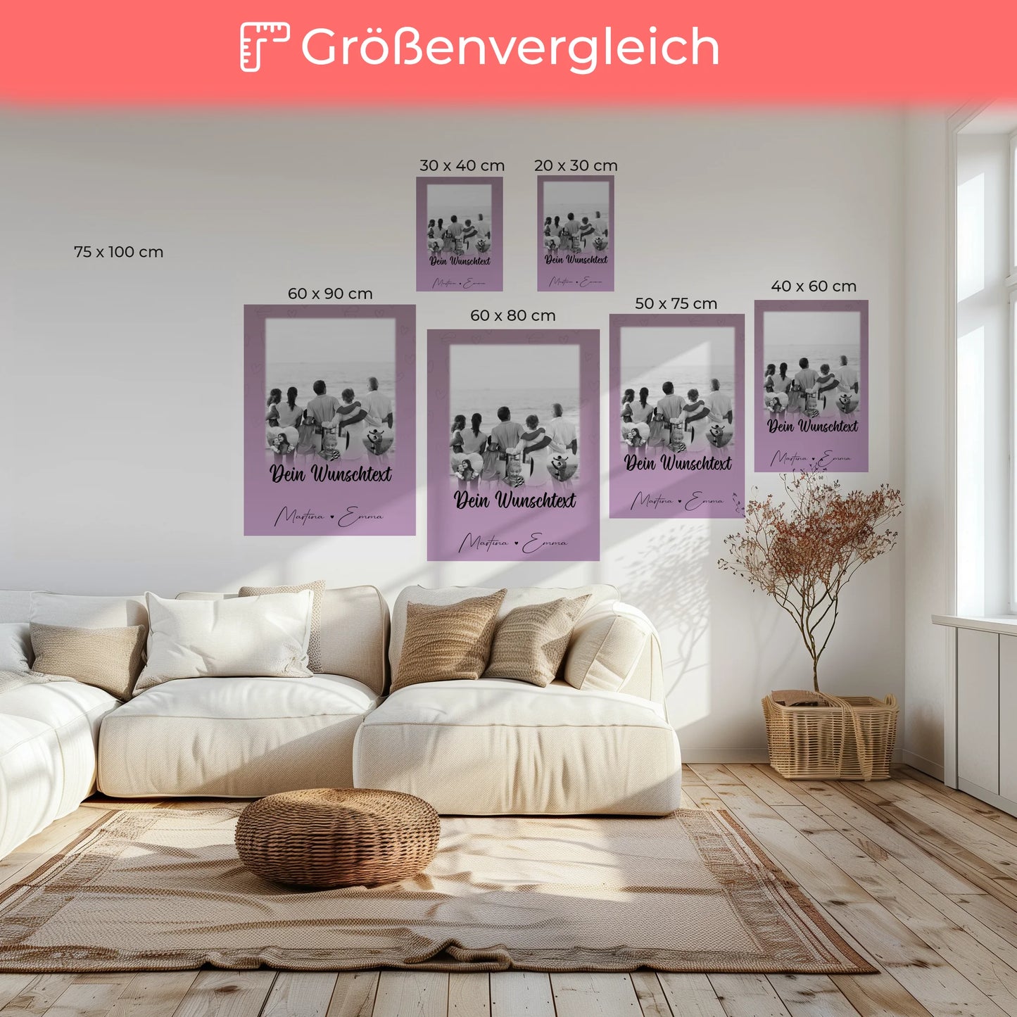 Personalisierte Leinwand Mit Spruch 1 Foto und 3 Herz Fotos Wunschtext Family Is Everything 6