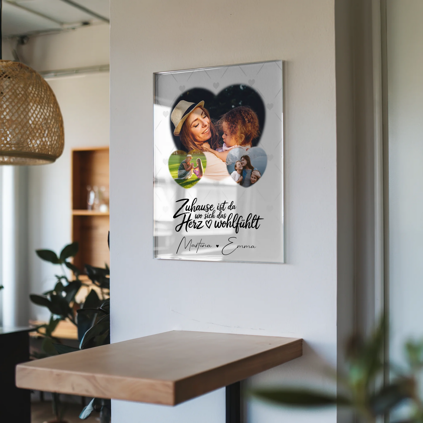 Familienbild Personalisiert mit 3 Herz Fotos Das Herz Wohlfühlt Perfektes Geschenk