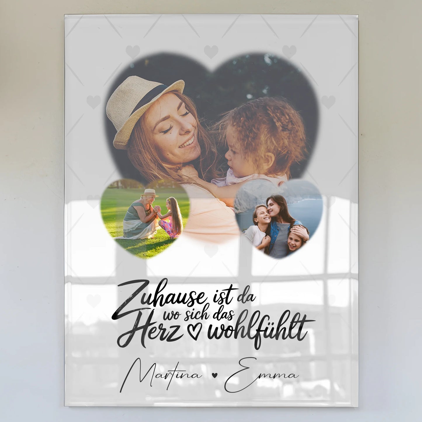 Familienbild Personalisiert mit 3 Herz Fotos Das Herz Wohlfühlt Perfektes Geschenk